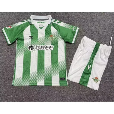 Equipamento infantil de casa do Real Betis 2026/27, tamanhos 16-28