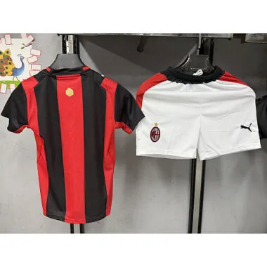 AC Milan 2026/27 Home Kids Kit With White Shorts (Size 16-28)