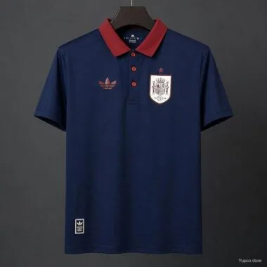Camisola POLO azul-escura da Espanha 2026, tamanhos S-2XL