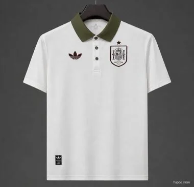 Camisola POLO branca da Espanha 2026, tamanhos S-2XL