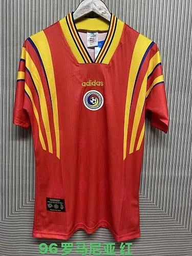 Camisa de futebol retro da Roménia de 1996 (jogo fora de casa), tamanhos S-2XL