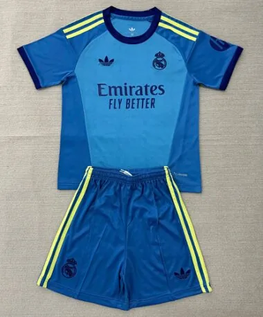 Real Madrid 2026/27 Blue Goalkeeper Kids kit Jerseys SIZE 16-28