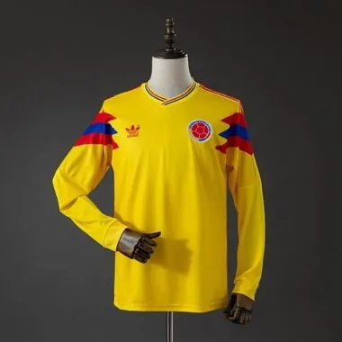 Retro 1990 Colombia Home Jesrey Long Sleeve S-XXL