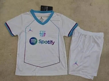 Kid Kit Barcelona 2026/27 White Training Soccer Jersey Size 16-28