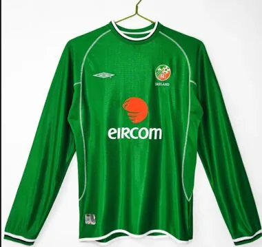 Retro Ireland 2002 home long sleeve soccer jerseys S-2XL
