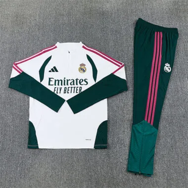 Real Madrid 2026/27 White And Green training Suit half zip (S-2XL)