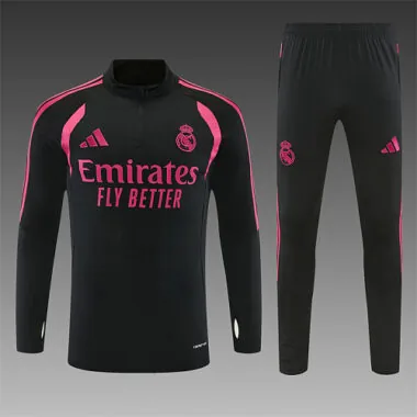 Real Madrid 2026/27 Black And Rose training Suit half zip Size S-2XL