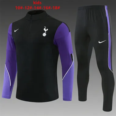 Tottenham 2026/27 Black Half zipper training clothes Kid Size 10-18