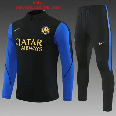 Inter Milan 2025/26 Black Half zipper training clothes Kid Size 10-18