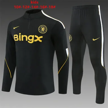 Chelsea 2025/26 Black Half zipper training clothes Kid Size 10-18