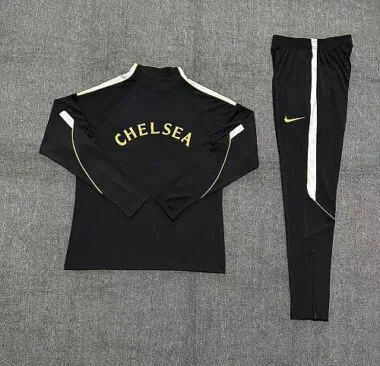 Chelsea 2025/26 Black Half zipper training clothes Kid (Size 10-18)