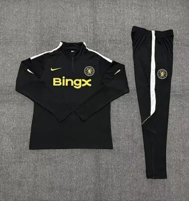 Chelsea 2025/26 Black Half zipper training clothes Kid (Size 10-18)