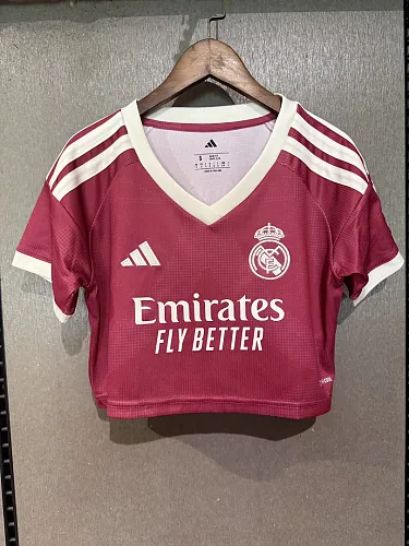 Women#039;s Crop Top 2026/27 Real Madrid Second Away Jersey S-XL