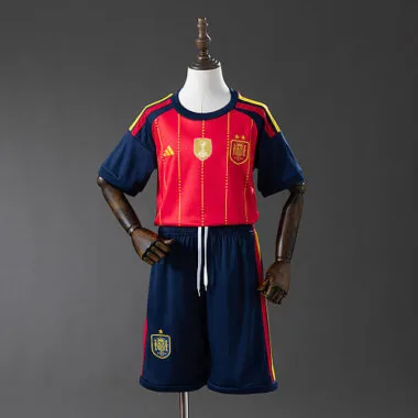 Spain 2026 Home 2-Star Champion Edition Kids Kit Jersey Size 16-28