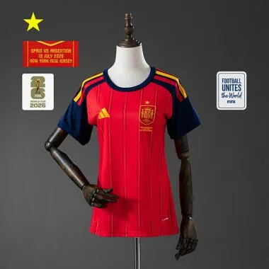 Woman Spain 2026 World Cup home Final Game soccer jersey size S-2XL