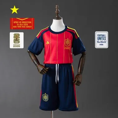Spain 2026 World Cup Home Final Game kids Soccer jersey 16-28