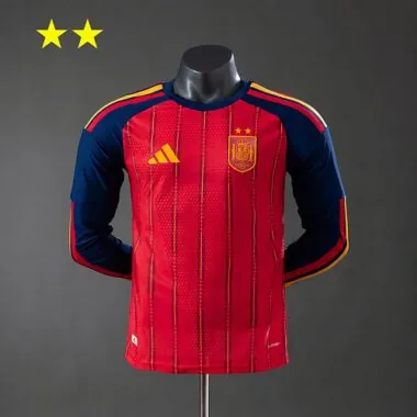 Spain 2026 Home 2-Star Champion Edition Player Version Long Sleeve Jersey (S-2XL)