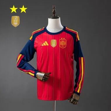 Spain 2026 Home 2-Star Champion Edition Long Sleeve Jersey (S-2XL)