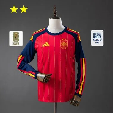 Spain 2026 Home 2-Star Champion Edition Long Sleeve Jersey (S-2XL)