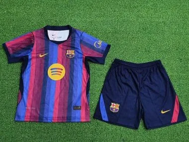Kid Kit Barcelona 2026/27 Home Player Version Soccer Jersey Size 16-28