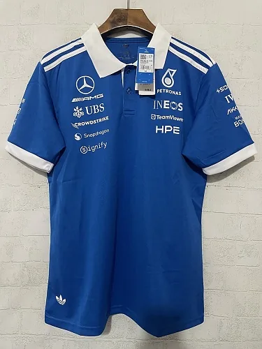 Mercedes 2026 Blue Formula 1 Polo Shirt Size S-5XL
