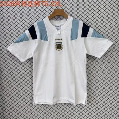 Argentina 2026 White Tricolor Retro T-Shirt S-2XL