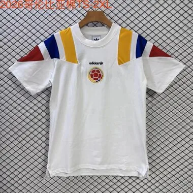 Colombia 2026 White Tricolor Retro T-Shirt S-2XL