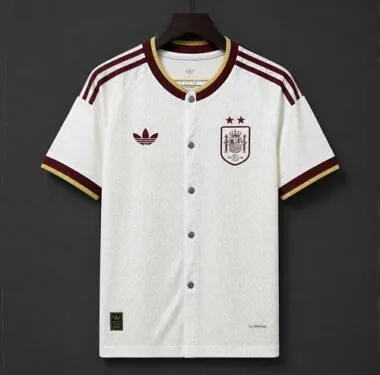 Spain 2026 White Away Baseball-Style Jersey Two-Star S-2XL