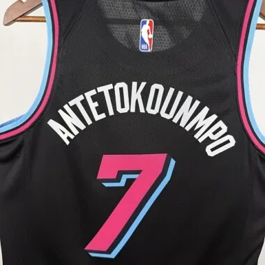 Miami Heat Antetokounmpo No. 7 Black Crew Neck NBA Jersey
