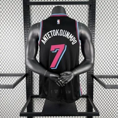 Miami Heat Antetokounmpo No. 7 Black Crew Neck NBA Jersey