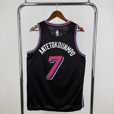 Miami Heat Antetokounmpo No. 7 Black Crew Neck NBA Jersey