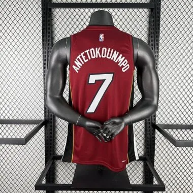 Miami Heat Antetokounmpo No. 7 Red V-Neck NBA Jersey