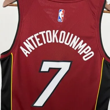 Miami Heat Antetokounmpo No. 7 Red V-Neck NBA Jersey