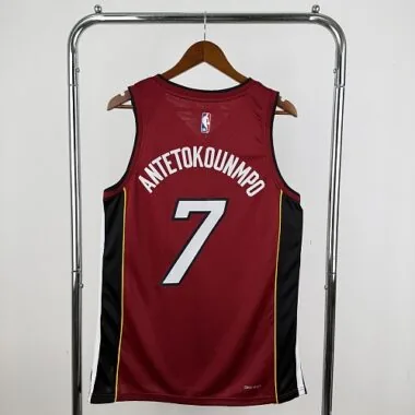 Miami Heat Antetokounmpo No. 7 Red V-Neck NBA Jersey