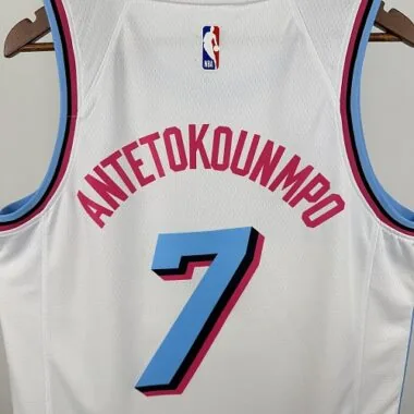 Miami Heat Antetokounmpo No. 7 White Crew Neck NBA Jersey