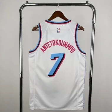 Miami Heat Antetokounmpo No. 7 White Crew Neck NBA Jersey