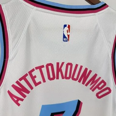 Miami Heat Antetokounmpo No. 7 White Crew Neck NBA Jersey