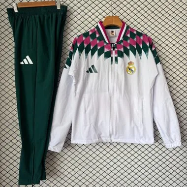 Real Madrid 2026/27 White Retro-Style Windbreaker Tracksuit S-2XL
