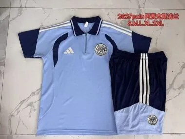 Ajax 2026/27 Sky Blue Polo Shirt and Shorts Set S-2XL
