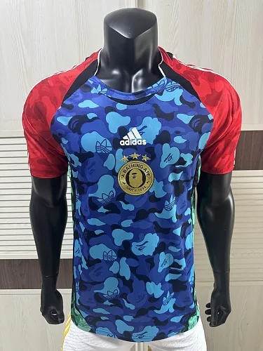 BAPE x adidas 2026 Blue and Red Player Version Jersey S-2XL