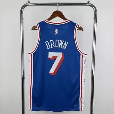Philadelphia 76ers 2026 Blue Statement Edition No. 7 Jaylen Brown NBA Jersey