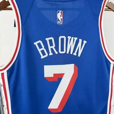 Philadelphia 76ers 2026 Blue Statement Edition No. 7 Jaylen Brown NBA Jersey