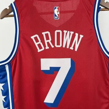 Philadelphia 76ers 2026 Red Statement Edition No. 7 Jaylen Brown NBA Jersey