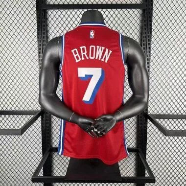 Philadelphia 76ers 2026 Red Statement Edition No. 7 Jaylen Brown NBA Jersey