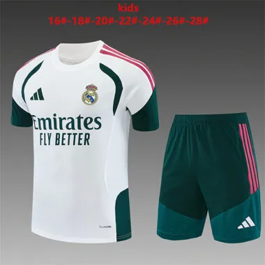 Real Madrid 2026/27 White and Green Training Kids Kit Sizes 16-28
