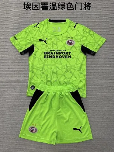 Kids Kit PSV Eindhoven 2026/27 Green Goalkeeper Soccer Jersey Size 16-28