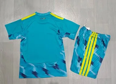 Two Stars Spain 2026 World Cup Blue Goalkeeper kids Jersey (Size 16-28)