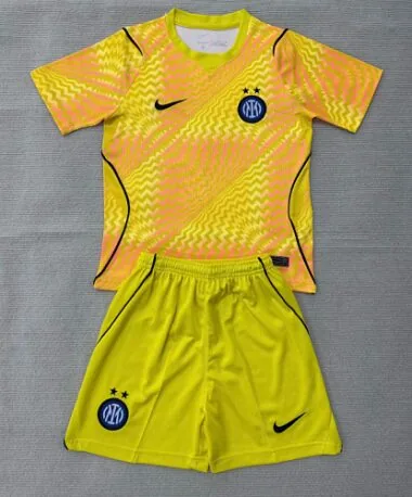 Kids Kit Inter Milan 2026/27 Yellow Goalkeeper Soccer jerseys Size 16-28