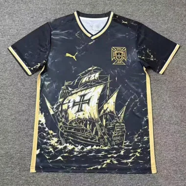 Portugal 2026/27 Black and Gold Sailing Ship Graphic Jersey S-XXL