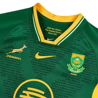 South Africa Springboks 2026/27 Home Rugby Jersey S-5XL